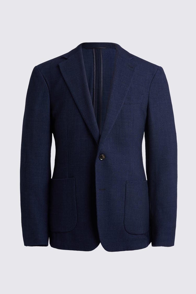 Italian Tailored Fit Blue Wool Jacket