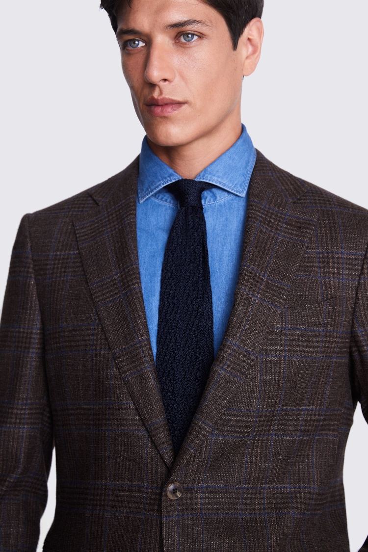 Italian Tailored Fit Brown Texture Jacket