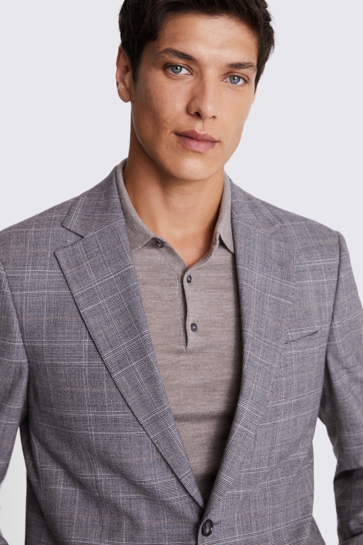 Regular Fit Grey Check Performance Suit