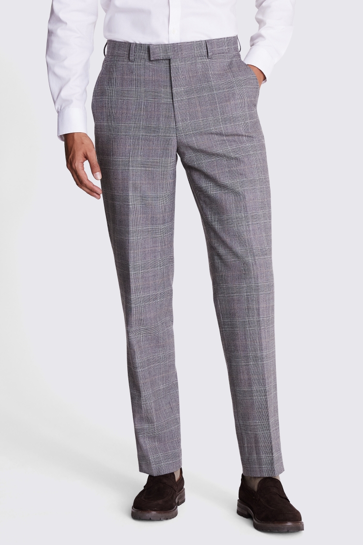 Regular Fit Grey Check Performance Suit