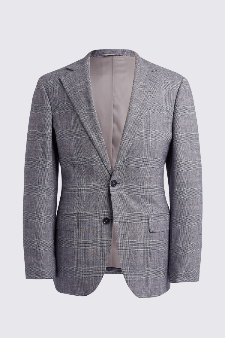 Regular Fit Grey Check Performance Suit