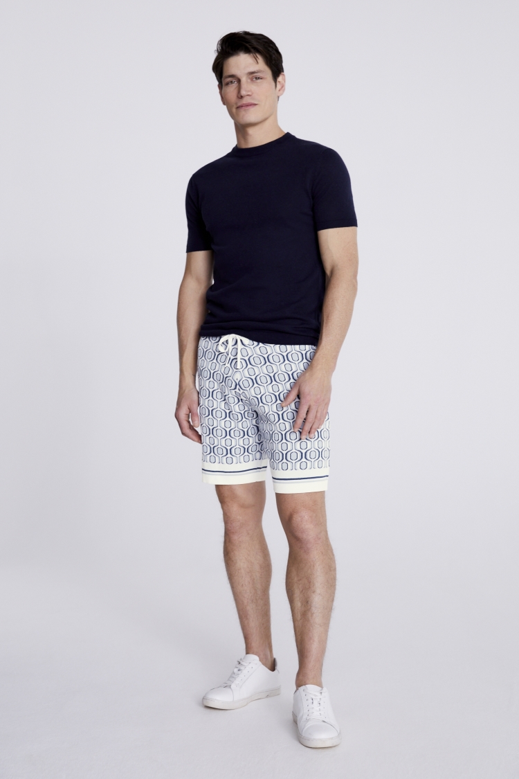 Blue Retro Knitted Shorts