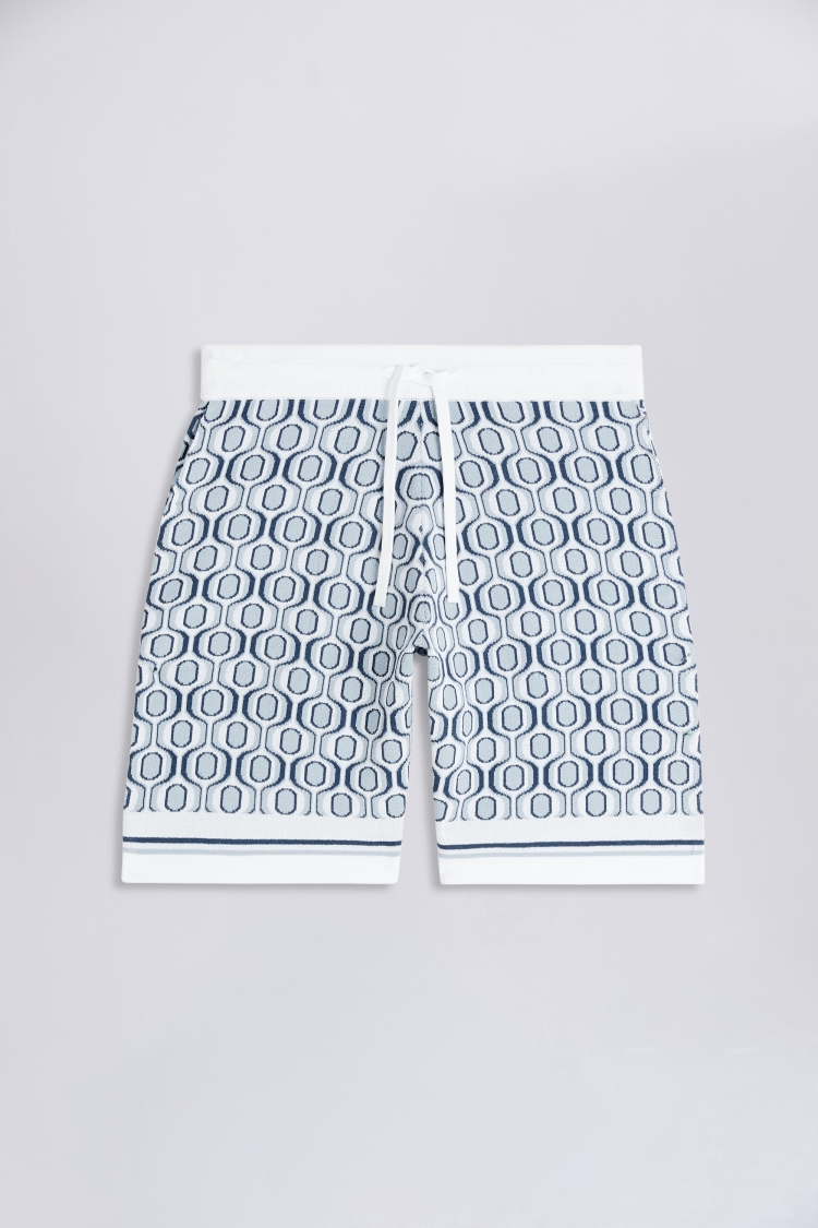 Blue Retro Knitted Shorts