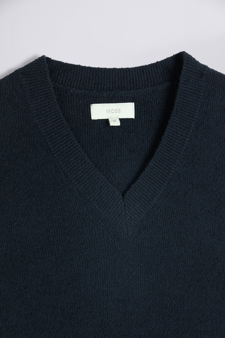 Navy Bouclé Sweater Vest