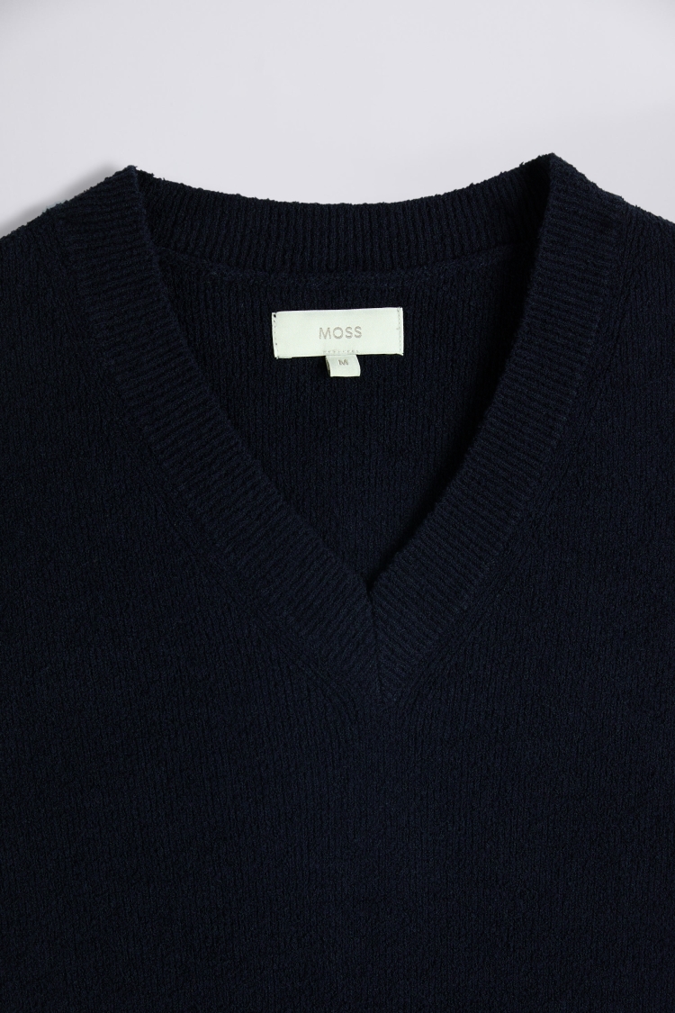 Navy Bouclé Sweater Vest