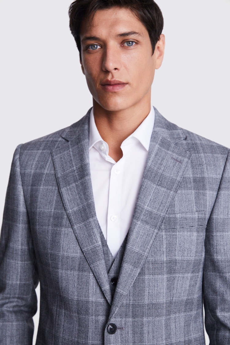Tailored Fit Black & White Check Jacket | Buy Online at Moss