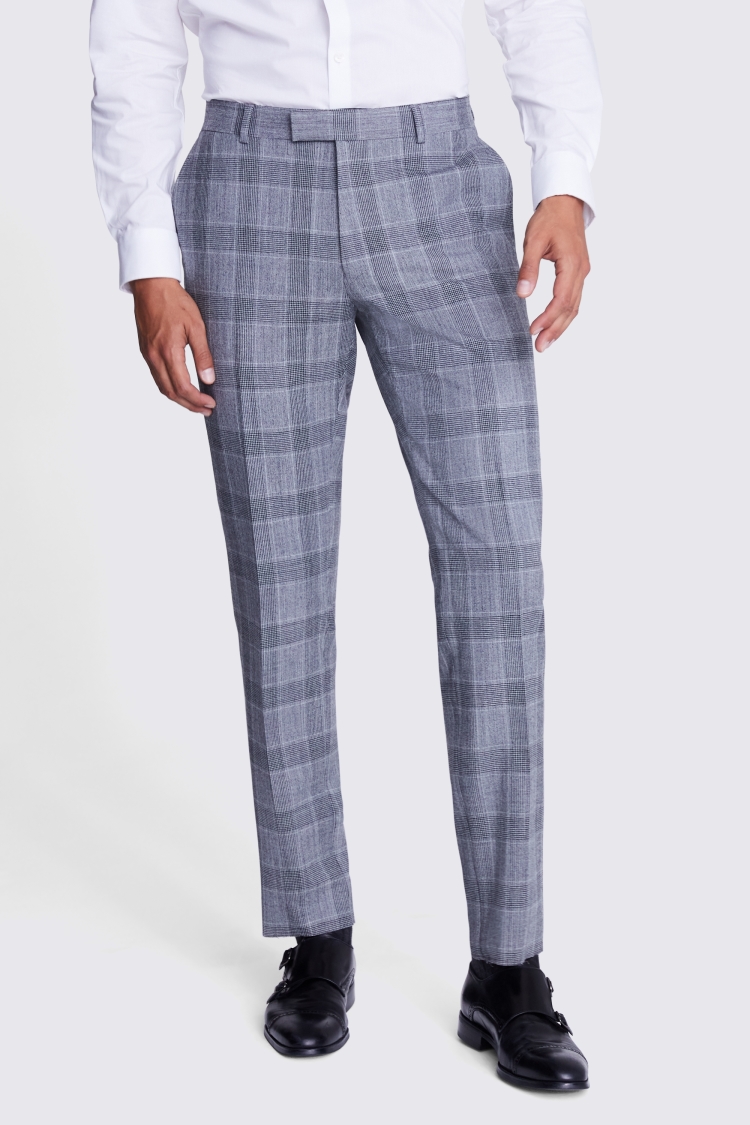 Tailored Fit Light Grey Check Performance Suit