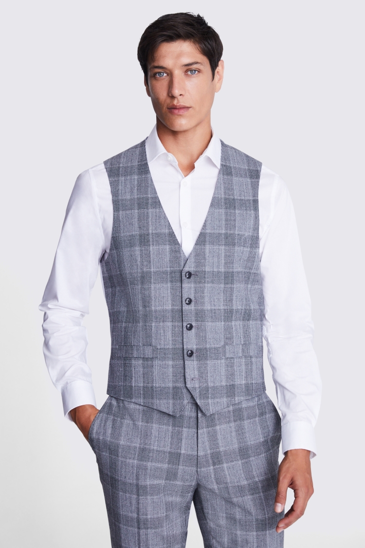 Tailored Fit Light Grey Check Performance Suit