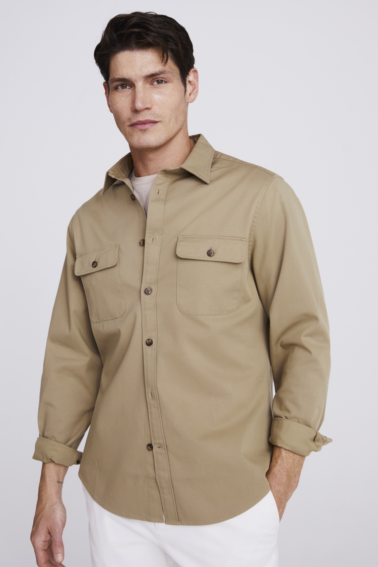 Khaki Twill Overshirt | Buy Online at Moss