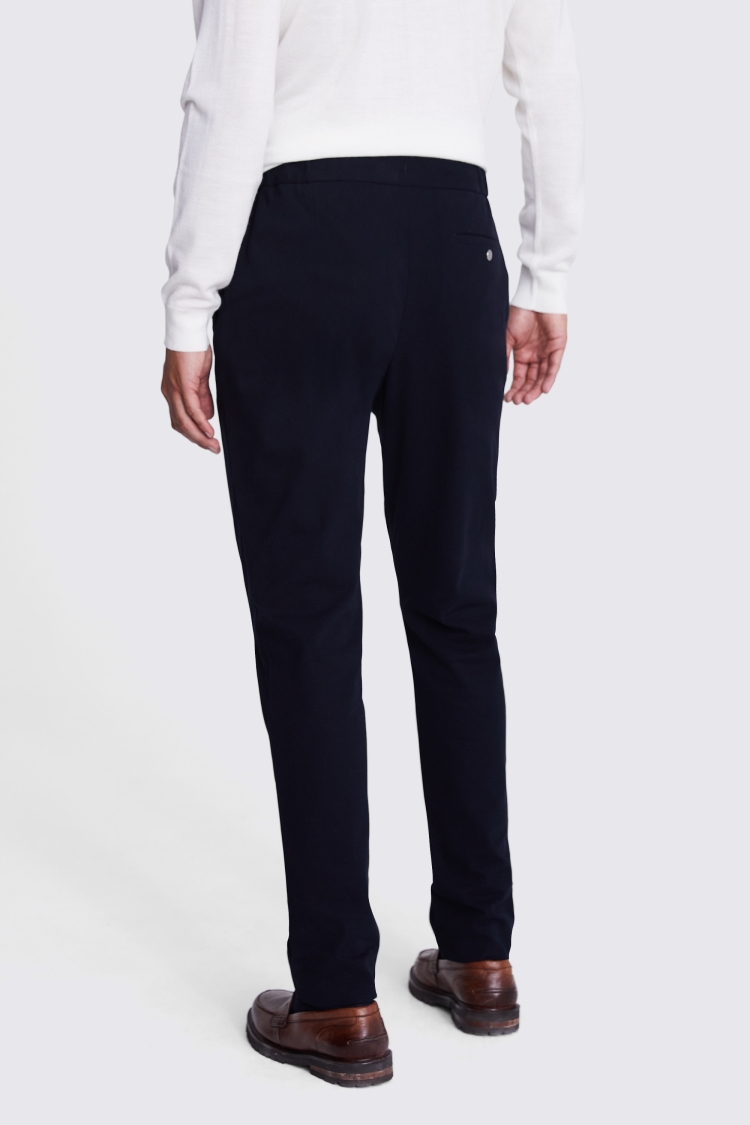 Navy Stretch Wool Drawstring Trouser - Custom Fit Tailored Clothing