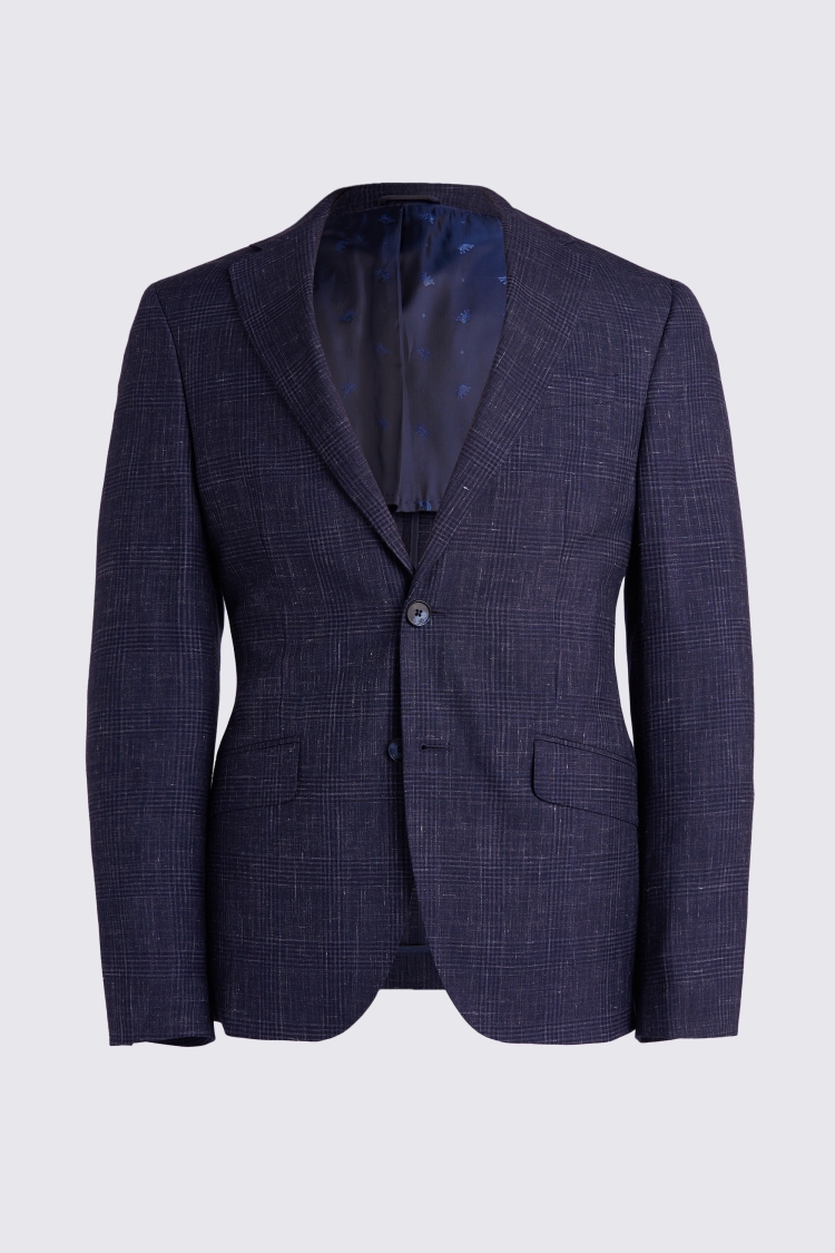 Italian Slim Fit Blue Check Suit
