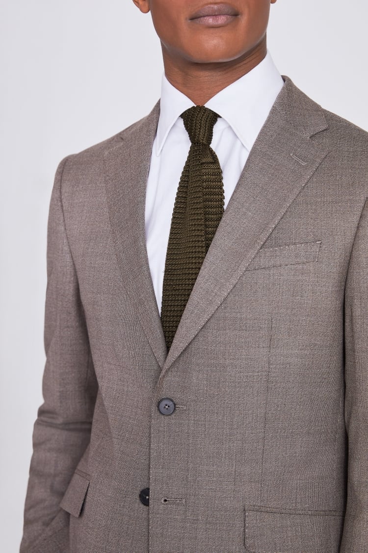 Italian Slim Fit Taupe Hopsack Suit