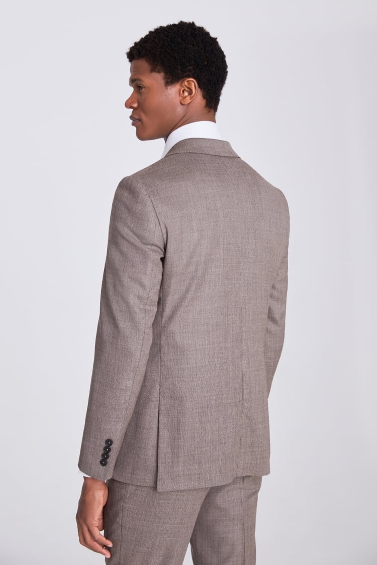 Italian Slim Fit Taupe Hopsack Suit