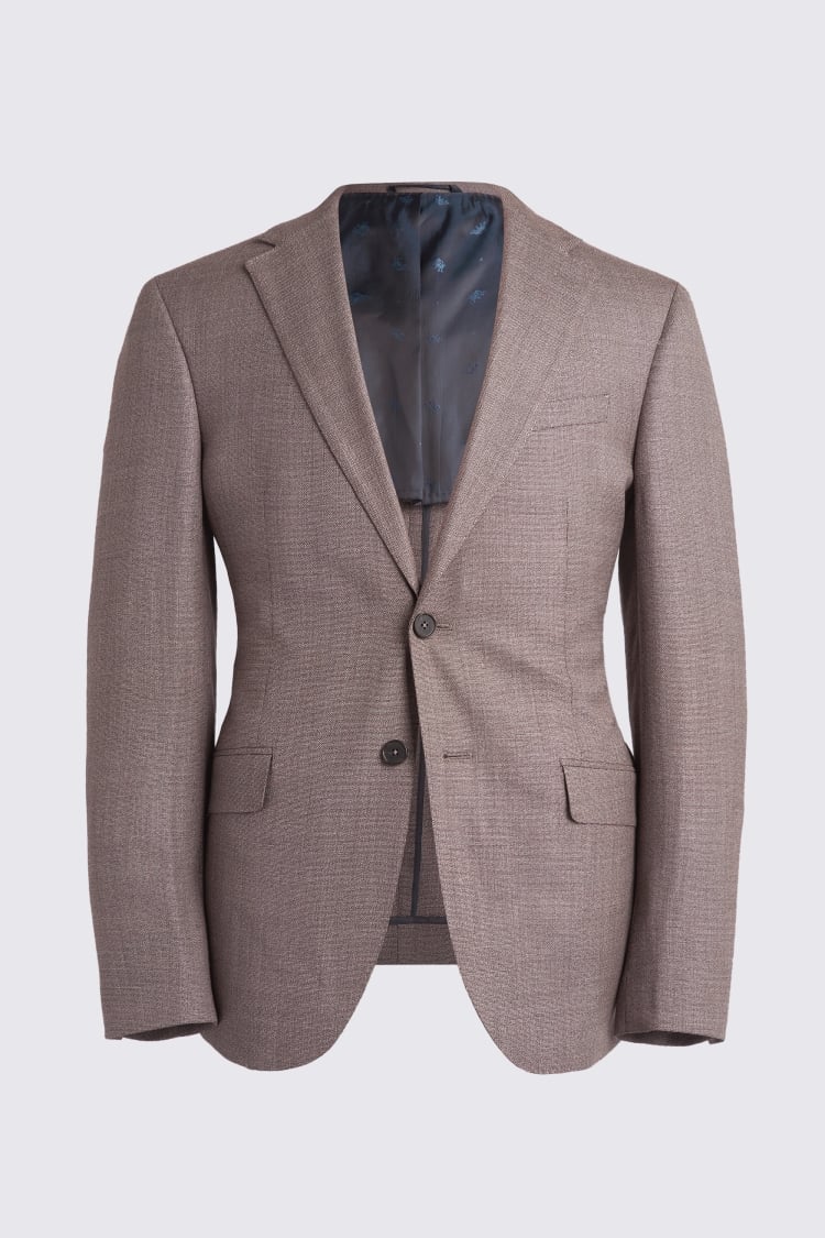 Italian Slim Fit Taupe Hopsack Suit