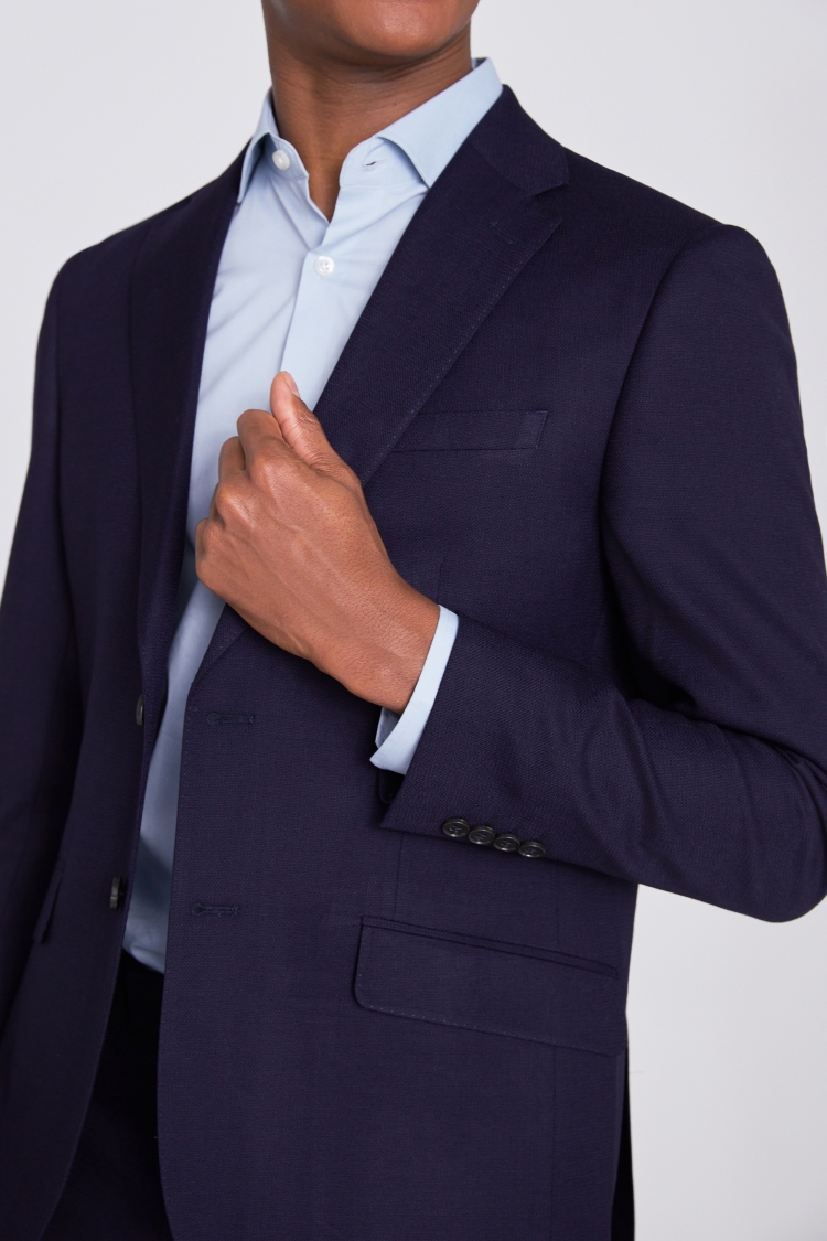 Italian Slim Fit Navy Hopsack Jacket