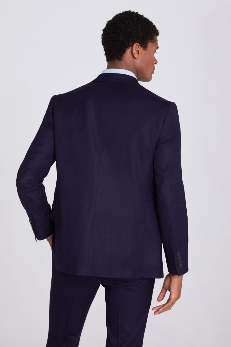 Italian Slim Fit Navy Hopsack Jacket