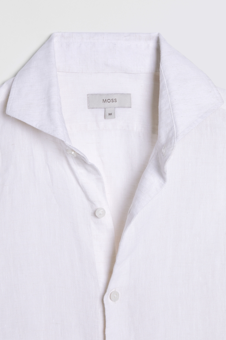Tailored Fit White Linen Shirt