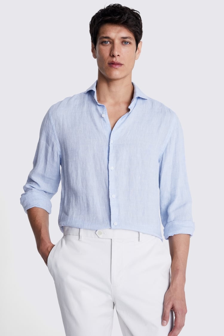 Tailored Fit Sky Linen Shirt | Buy Online at Moss