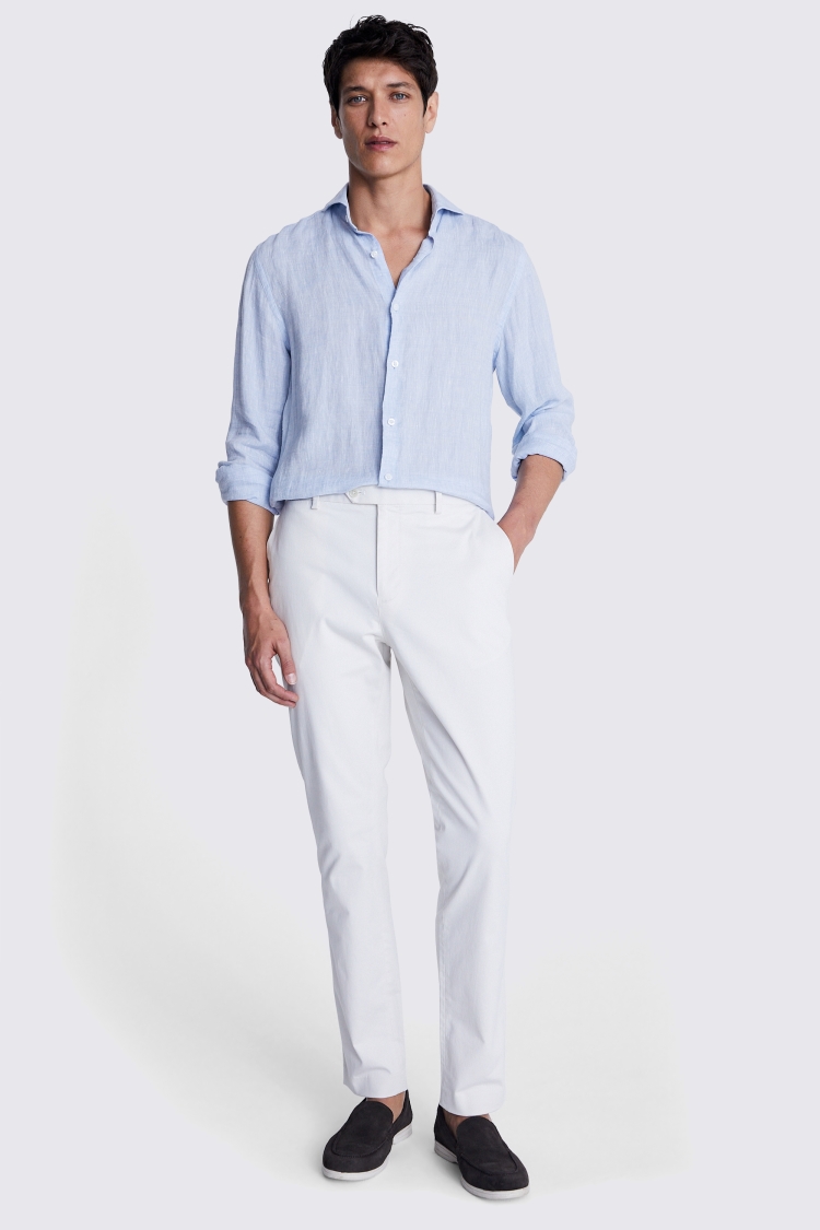 Tailored Fit Sky Linen Shirt