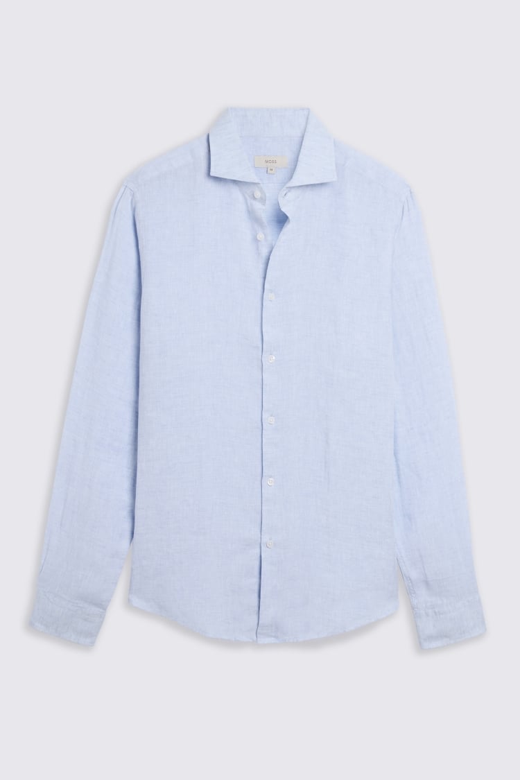 Tailored Fit Sky Linen Shirt | Buy Online at Moss