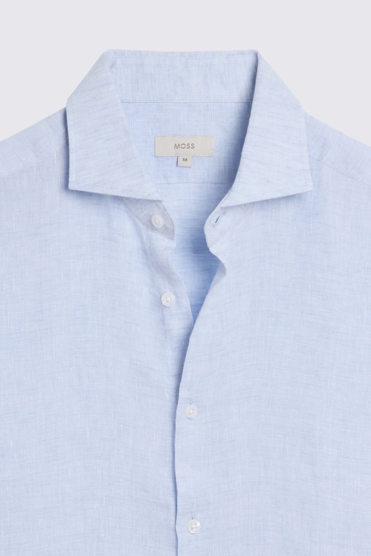 Tailored Fit Sky Linen Shirt