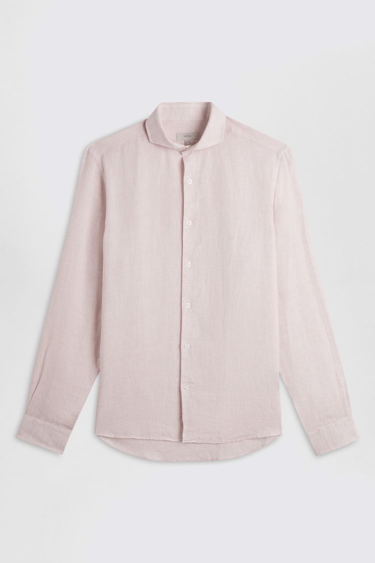 Tailored Fit Pink Linen Shirt