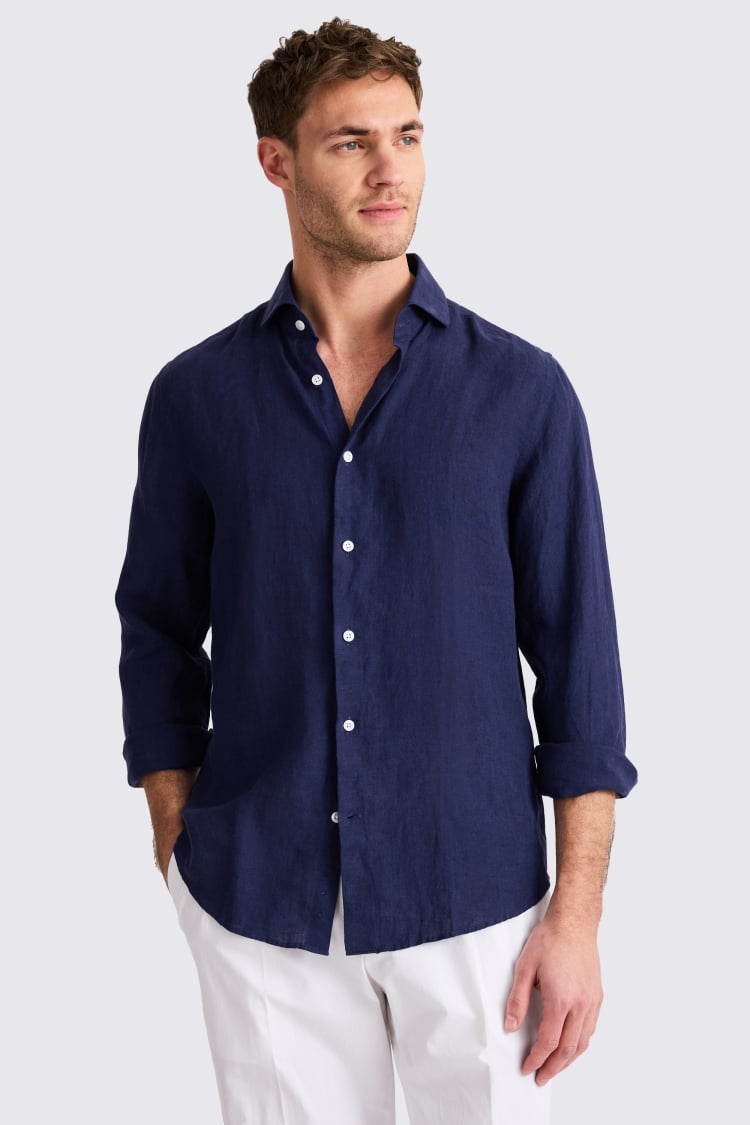 Bright Blue Linen Shirt