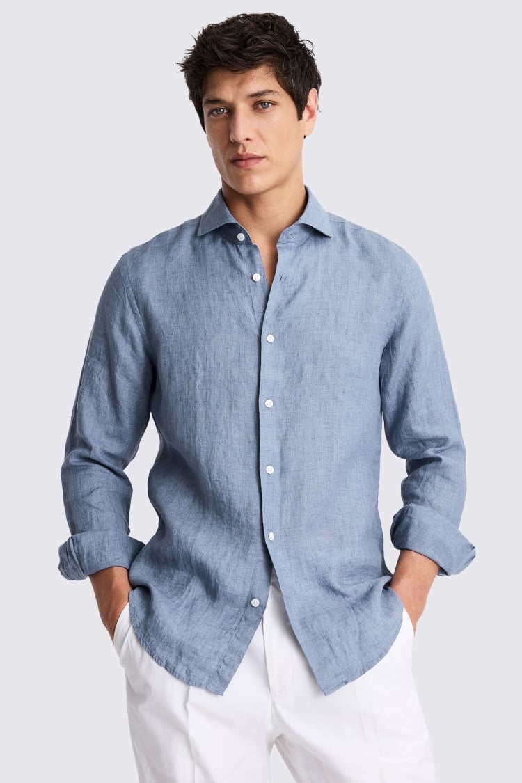 Mid Blue Linen Shirt