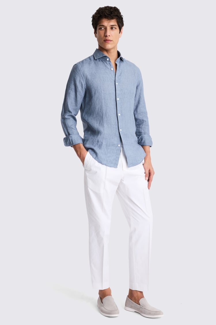 Mid Blue Linen Shirt