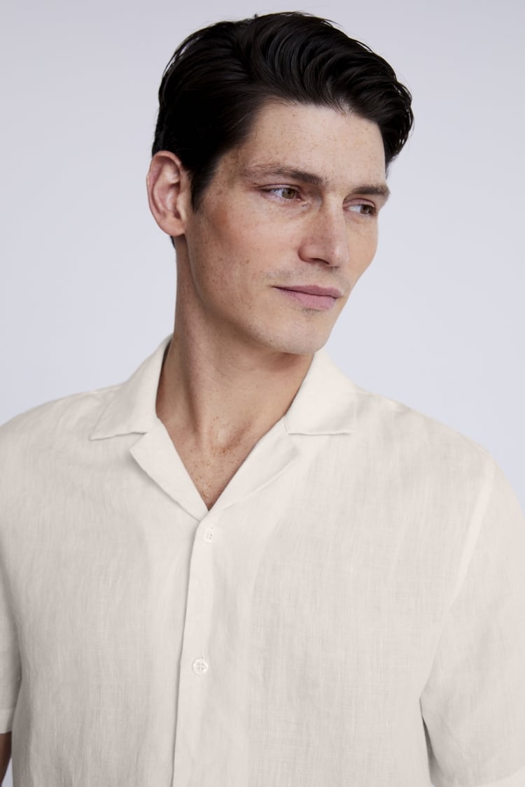 Off-White Linen Cuban Collar Shirt