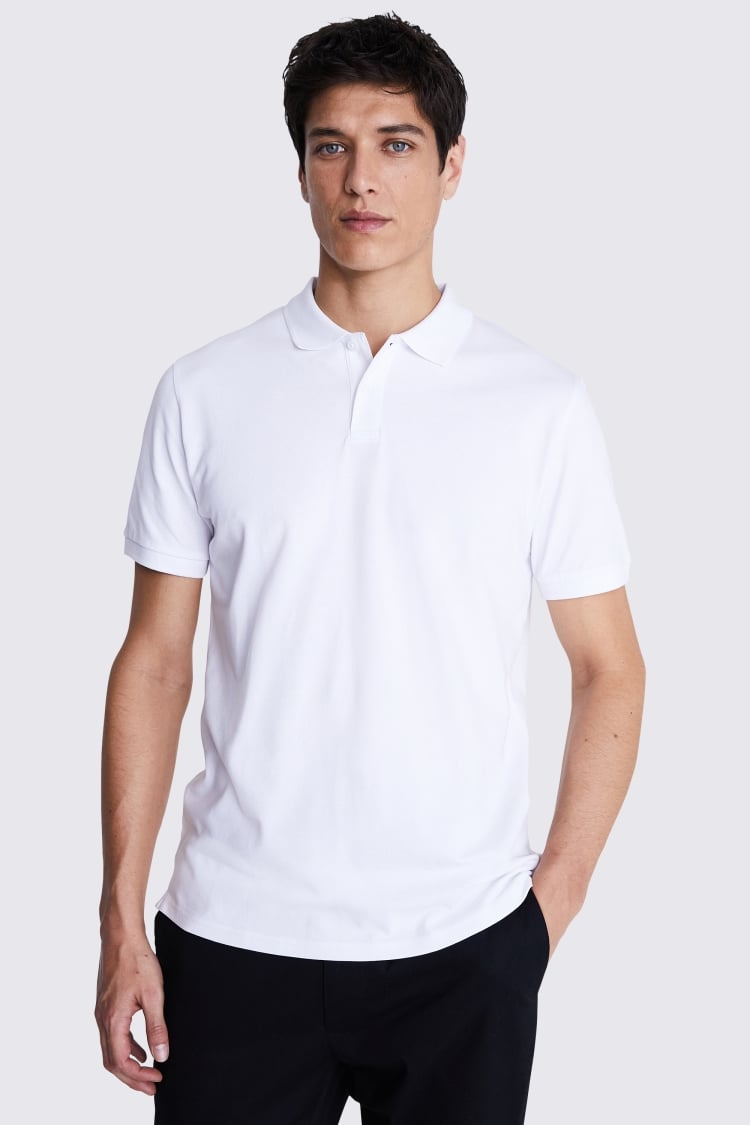 White sale pique polo