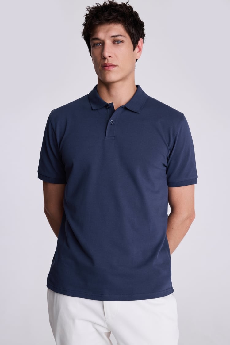 Navy Pique Polo Shirt Buy Online at Moss