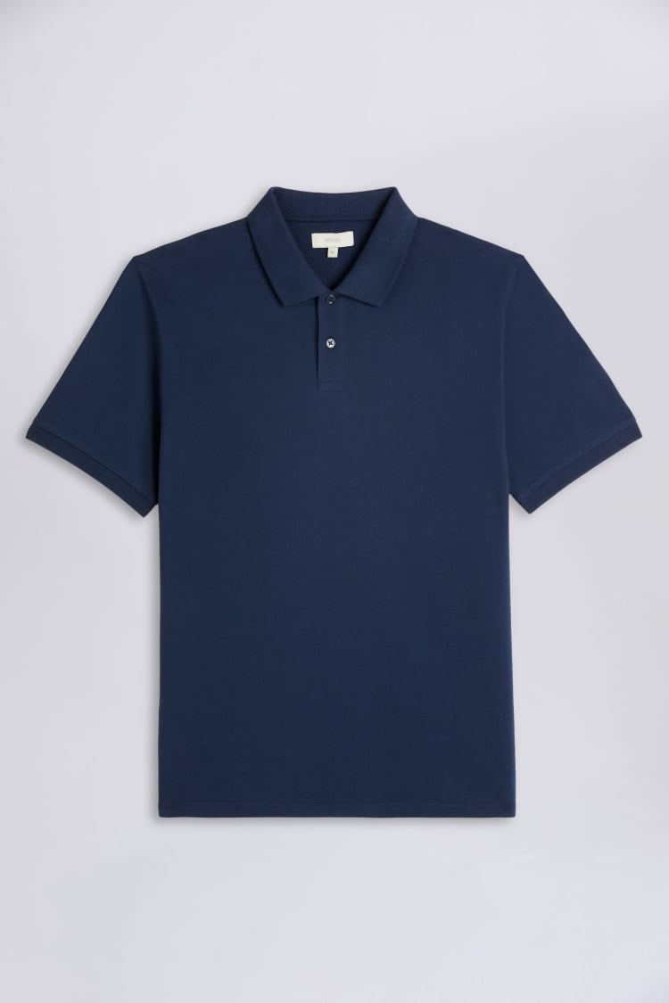 Navy Piqué Polo Shirt | Buy Online at Moss