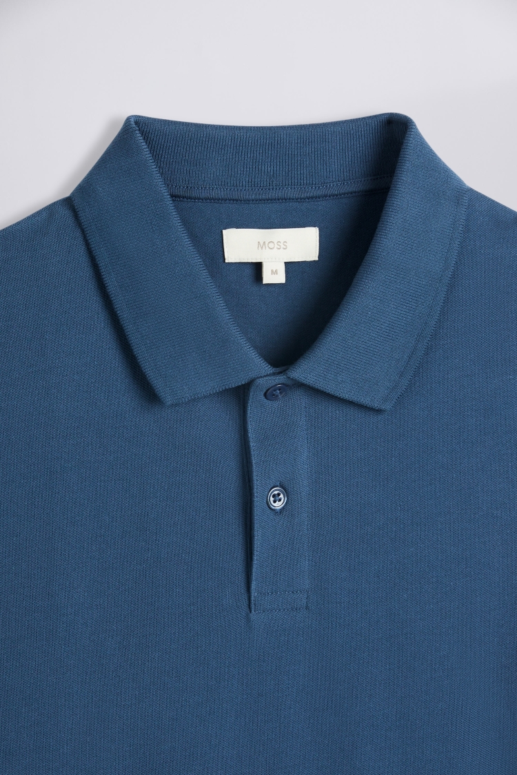Petrol Blue Piqué Polo Shirt | Buy Online at Moss
