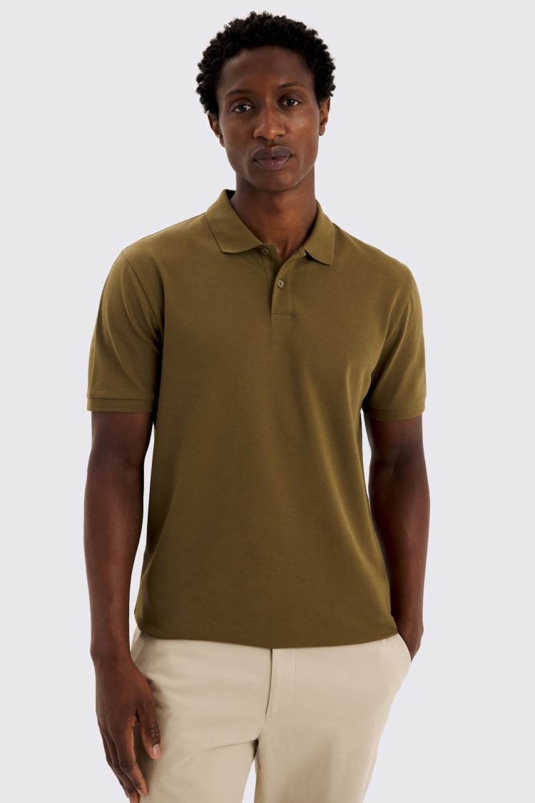 Olive Piqué Polo Shirt