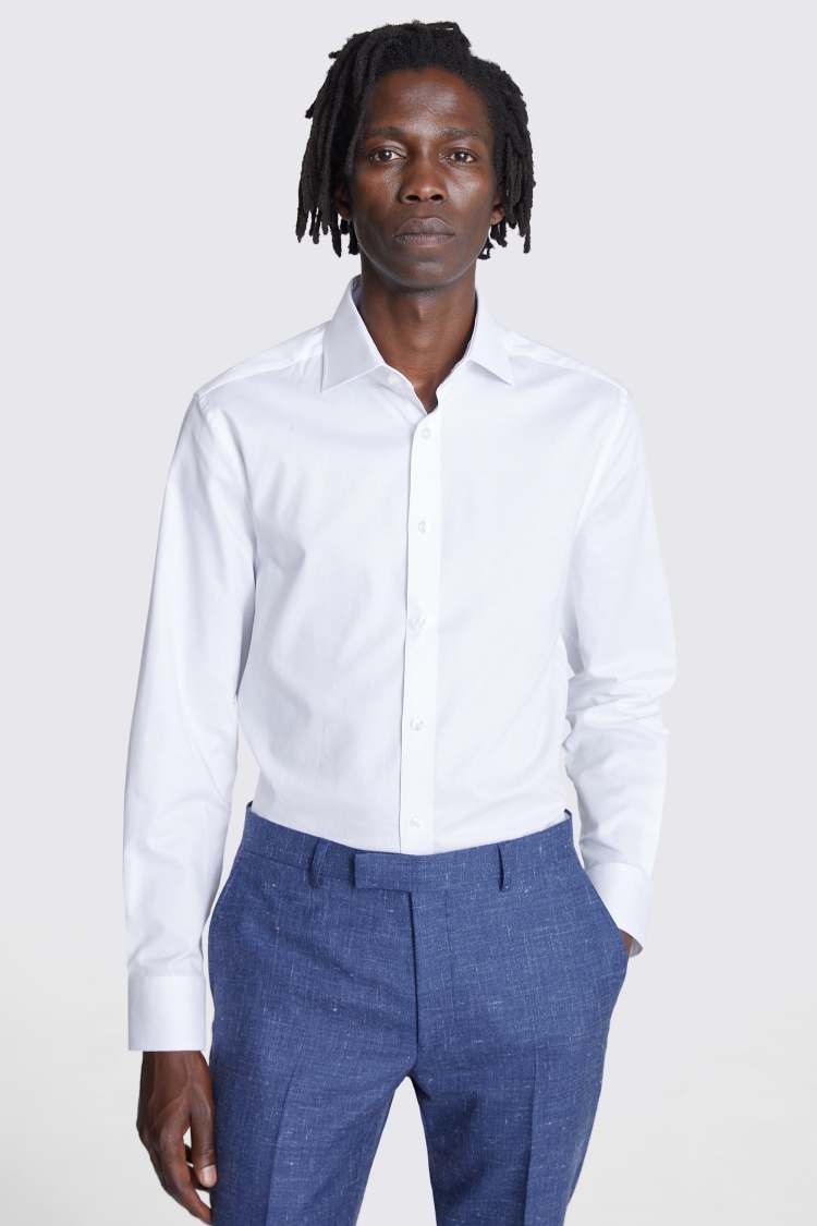 Tailored Fit White Dobby Stretch Shirt