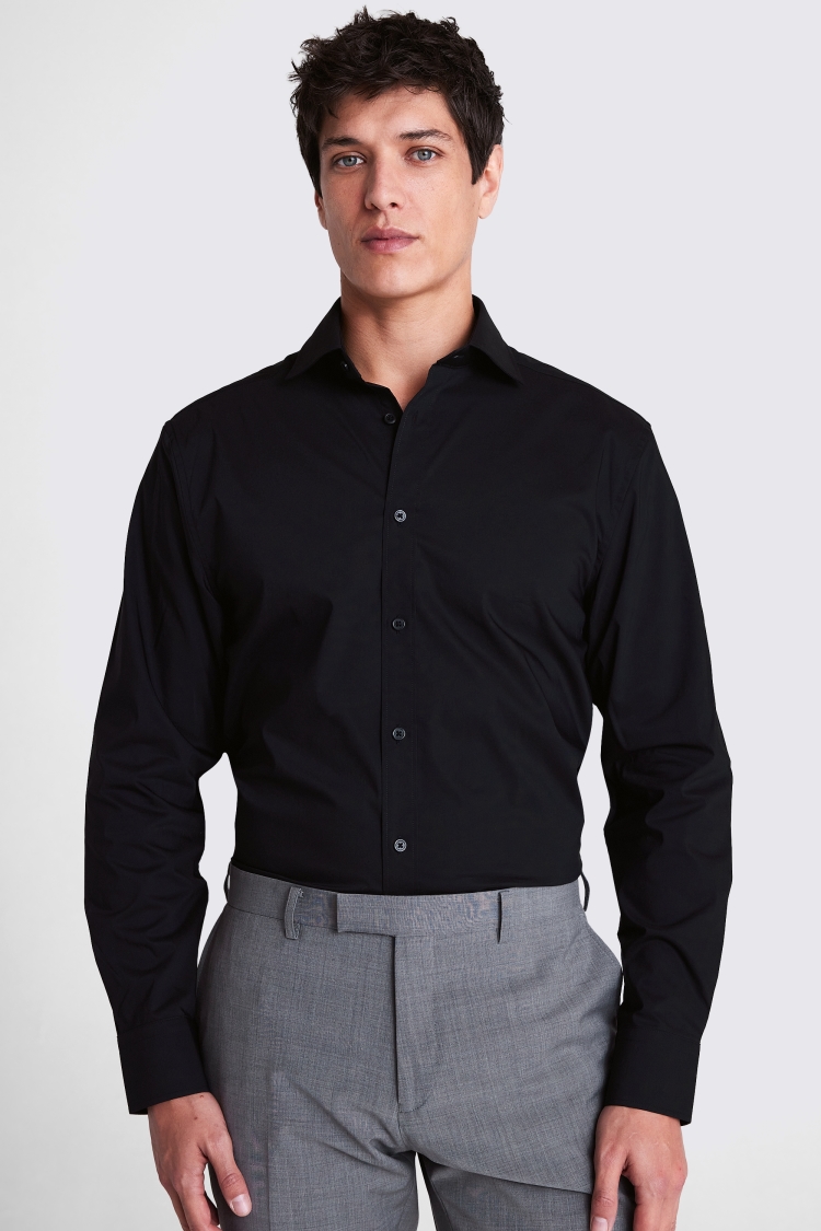 Regular Fit Black Stretch Shirt