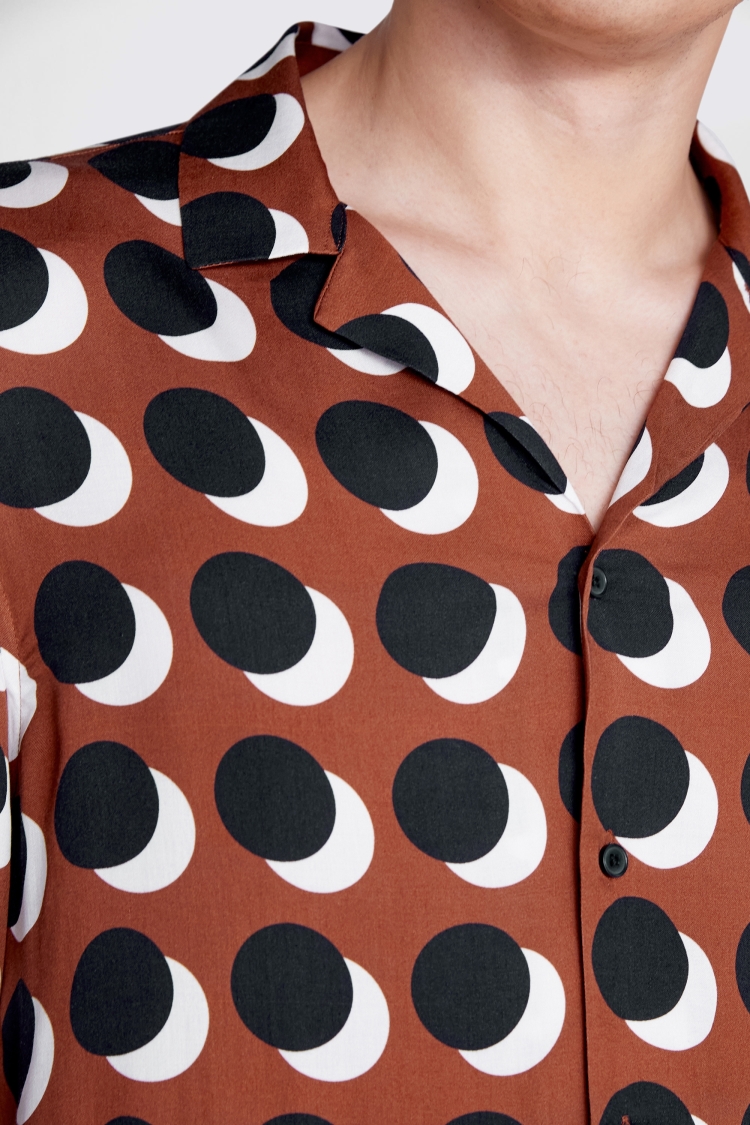 Rust Spot Print Cuban Collar Shirt 