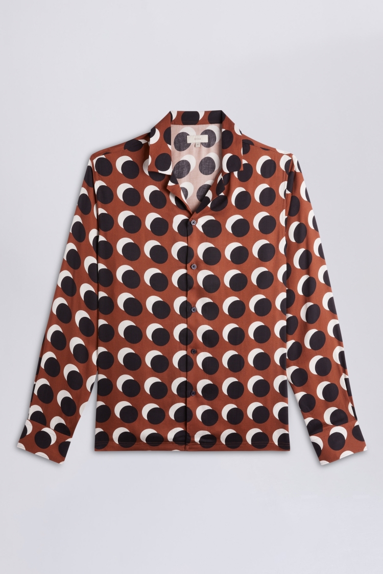 Rust Spot Print Cuban Collar Shirt 