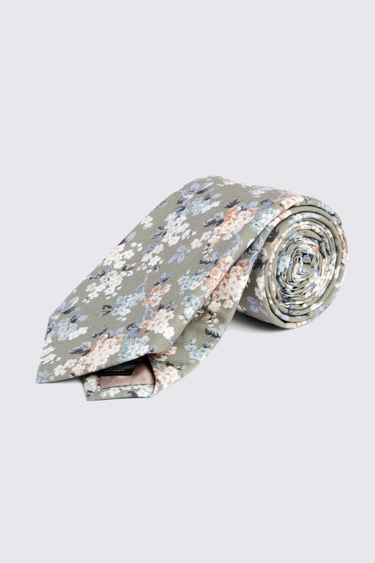 Sage Ditsy Floral Tie Made with Liberty Fabric