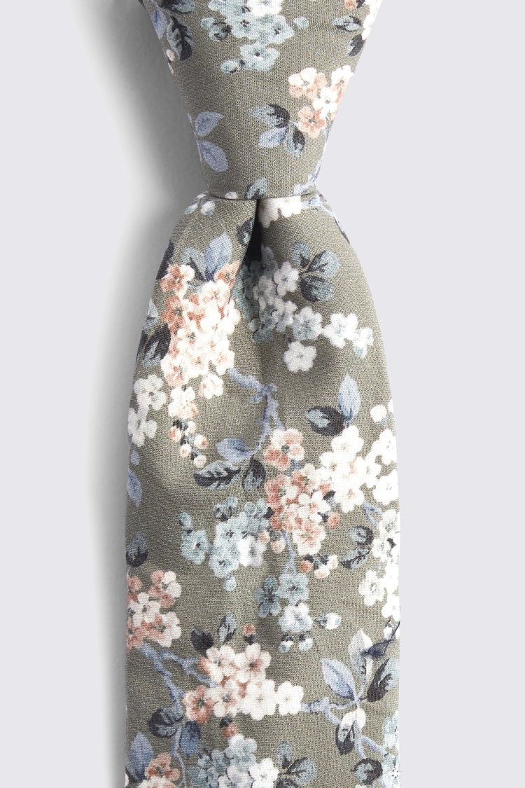 Sage Ditsy Floral Tie Made with Liberty Fabric