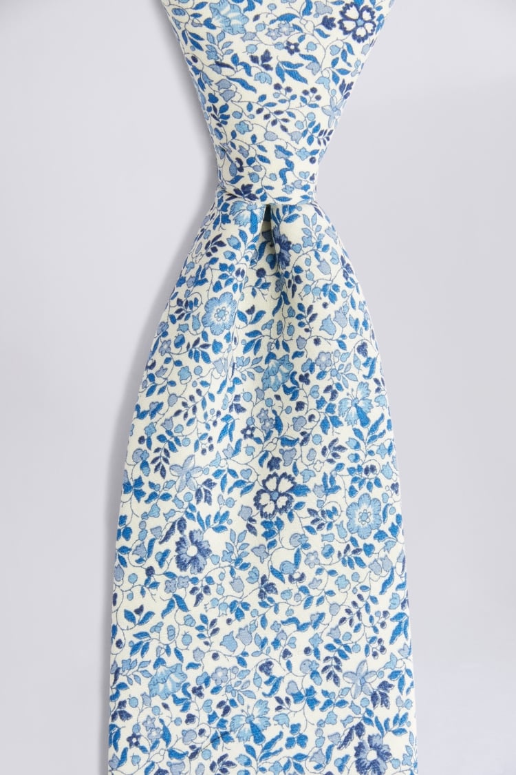 Blue Ditsy Floral Tie Made with Liberty Fabric