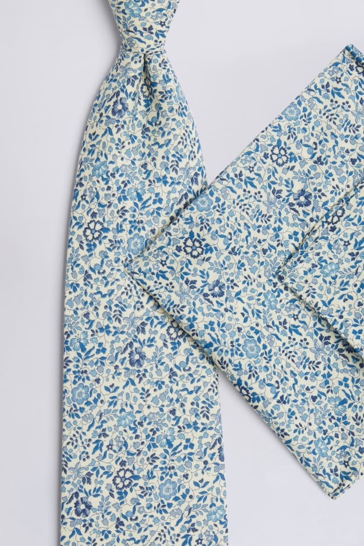 Blue Ditsy Floral Tie Made with Liberty Fabric