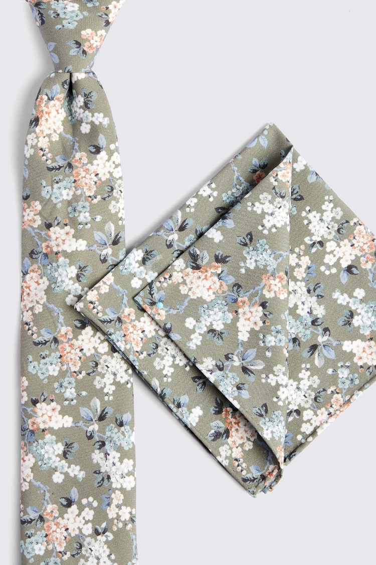 Sage Ditsy Floral Pocket Square Made With Liberty Fabric 