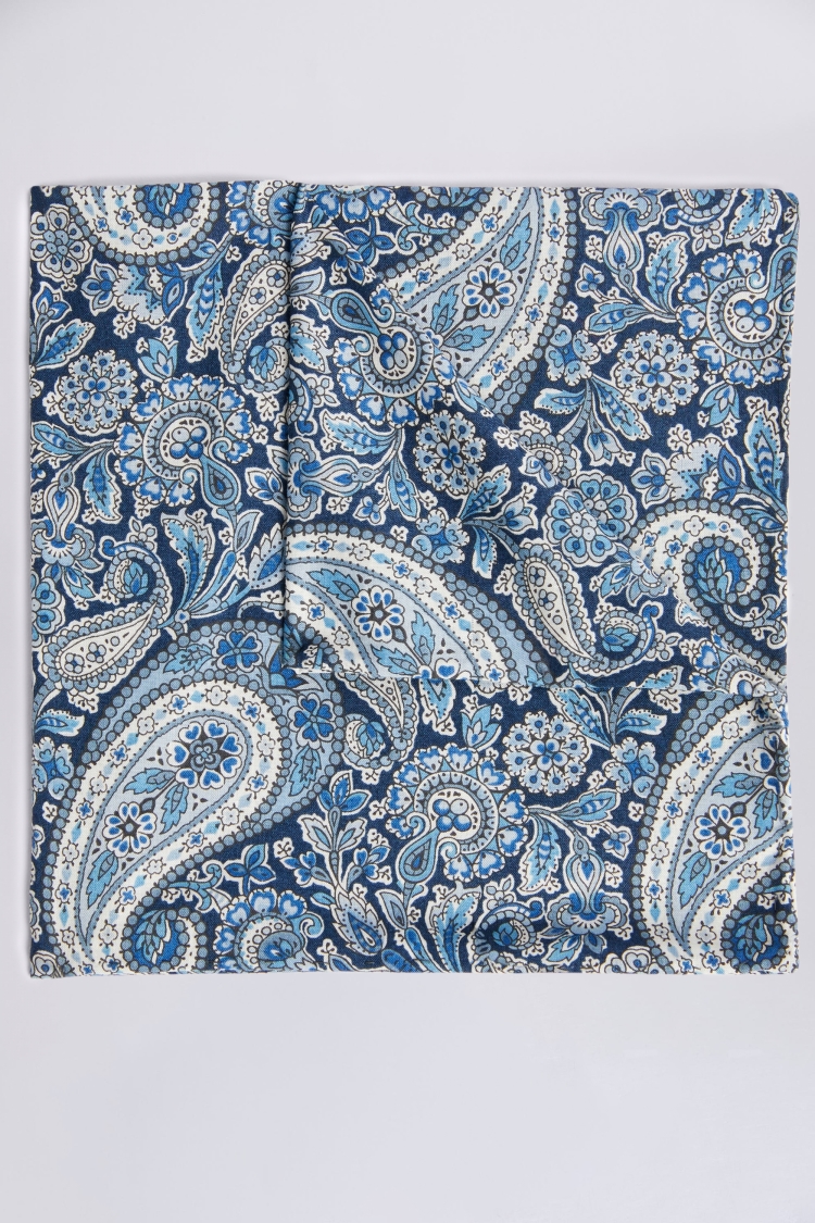 Navy Paisley Pocket Square Made with Liberty Fabric