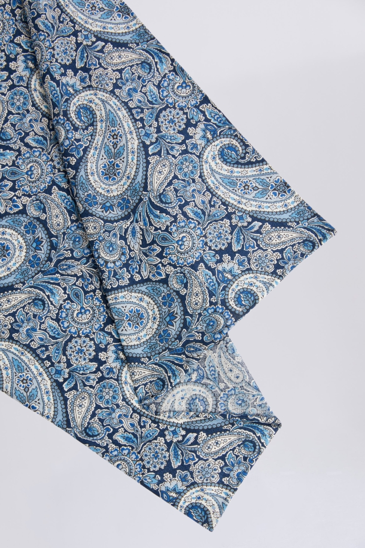 Navy Paisley Pocket Square Made with Liberty Fabric