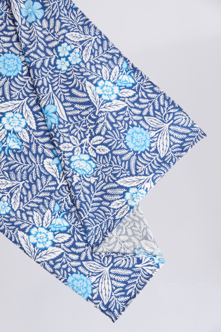 Blue Floral Pocket Square Made with Liberty Fabric 