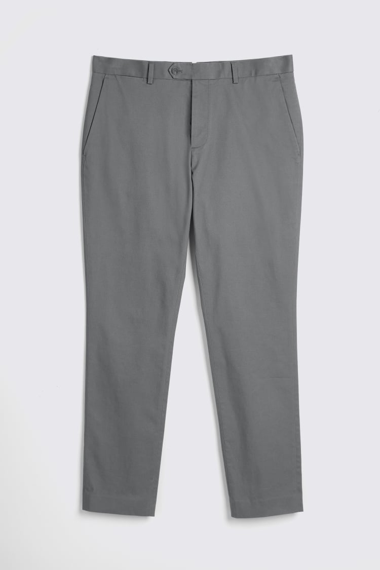 Slim Fit Grey Stretch Chinos