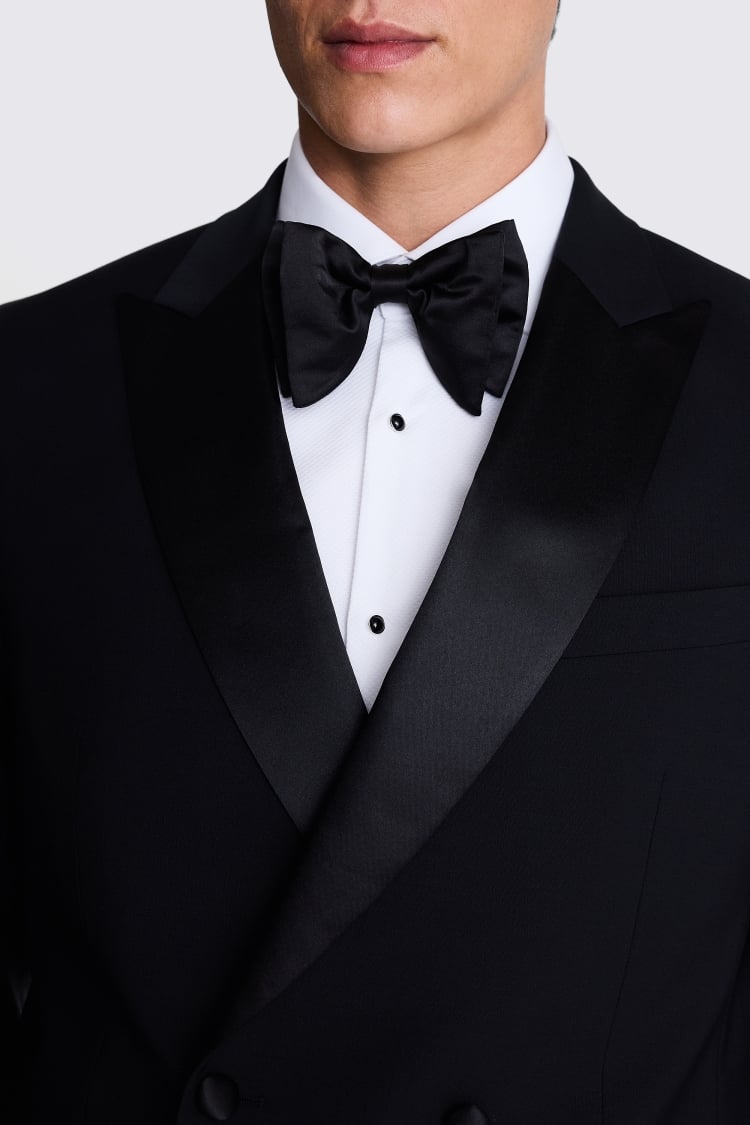 Tailored Fit Black Double Breasted Peak Lapel Tuxedo