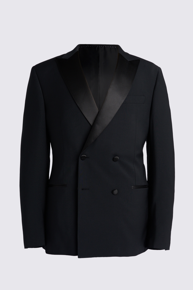 Tailored Fit Black Double Breasted Peak Lapel Tuxedo